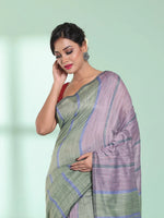 Light Pink Patli Pallu Cotton Saree With Stripes Design-MA59CT06540012