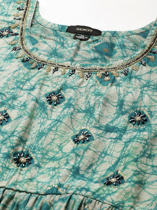 Women Teal Printed Kurta Set-SKC-1115-Teal