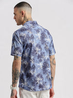 Men Spread Collar Floral Blue Casual Shirt-NAHAR-2156-Blue