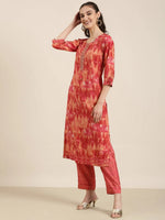 Women Red Geometrical Kurta Set-AT-A969-KPD-Red