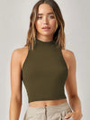 Aahwan Dark Green Cotton Blend High Neck Top