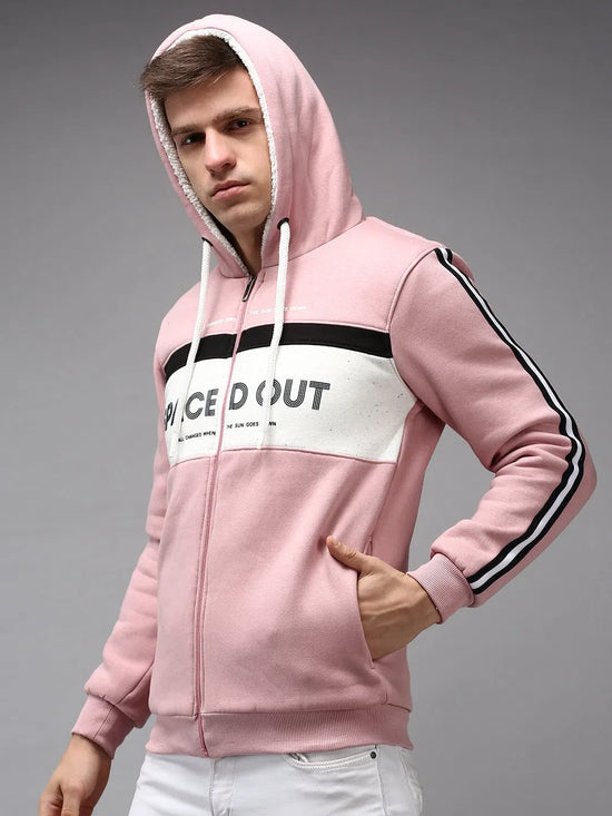 Men Pink Colourblock Sweatshirt-EX-2651-Pink