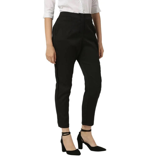 Smarty Pants Women's Cotton Lycra Ankle Length Black Formal Trouser-SMPT-885A-S