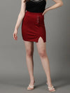 Women's Maroon Solid Pencil Skirt-AE-10436-Maroon