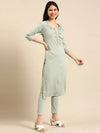 Women's Sea Green Solid Kurta Set-SKC-3325-Seagreen