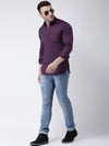 Hangup Men Slim Solid Shirts-CollarPurpleShirt