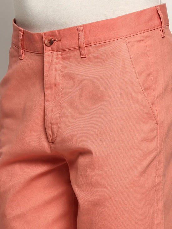 Men Peach Solid Shorts-ORBIT-1-Peach