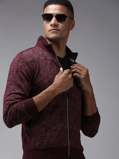 Men Red Printed Sweatshirt-OTSS-30-Burgundy