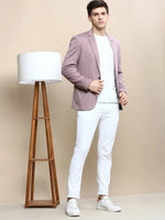 Men Mauve Solid Casual Blazers-LBR-5500-Mauve