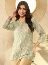 Ahika Women Green Cotton Blend Abstract Printed Regular Tunic-VT1290