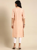 Women's Peach Printed Straight Kurta-ARE-1902-Peach