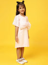 Tales & Stories Girls Peach Polyester Regular Fit Fur Dress