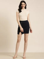 Women Navy Blue Solid Pencil Skirt-AE-10436-Navyblue