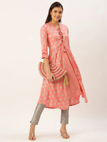 Women's Peach Paisley A-Line Kurta-KG-8109-Peach