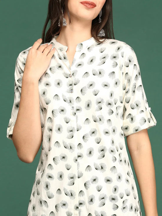 Women's Off White Printed Straight Kurta-SKC-3355-Offwhite