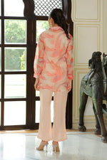 Vaasva Women Marble Print Embroidered Shirt With Solid  Pants.-131-Vaas-Orange