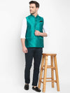 Hangup Men Standard Solid Men's Indian Wear-DarkSlate_SIlk_Nehru