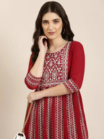 Women Maroon Embellished Anarkali Kurta-SKC-112006-Maroon