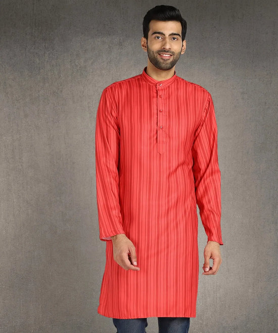 Hangup Men Standard Striped Men's Indian Wear-ST1111261_Orange_Lkurta