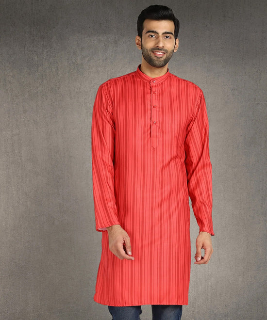 Hangup Men Standard Striped Men's Indian Wear-ST1111261_Orange_Lkurta