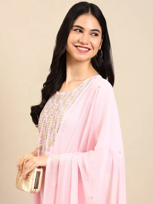 Women's Pink Solid Kurta Set-FS-2603-Pink