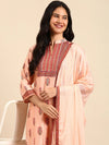 Women's Peach Printed Kurta Set-BCMD-93-Peach