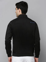 Men Black Solid Bomber Jacket-STCW-J-10-Black