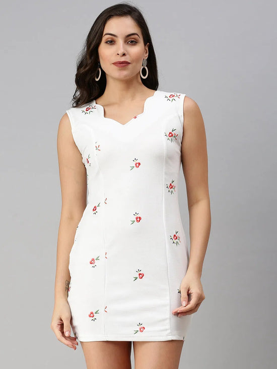 Women White Solid Sheath Dress-AE-9948-White