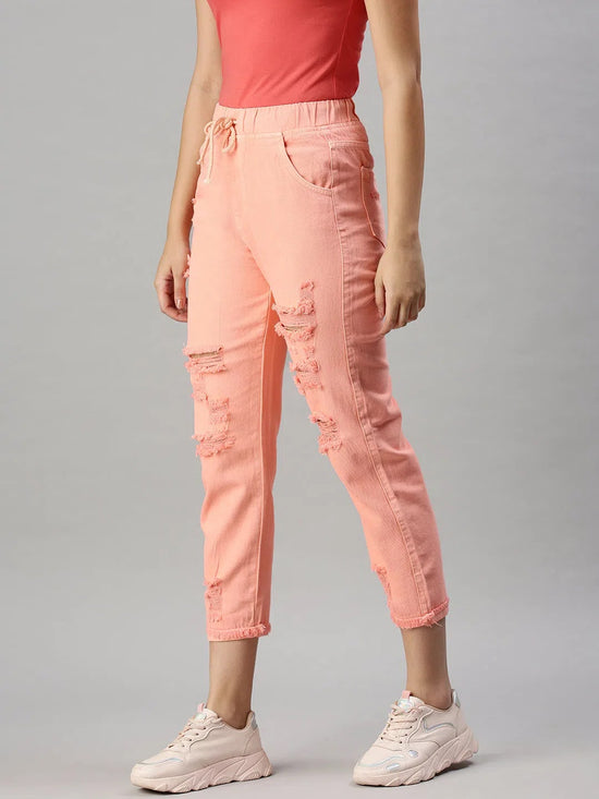 Women's Denim Pink Jogger Jeans-GZJOGTO1-Pink