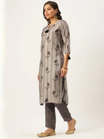 Women's Grey Printed Kurta Sets-FS-2199-Grey