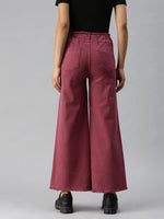 Women's Mauve Solid Denim Wide Leg Jeans-LT-10326-Mauve