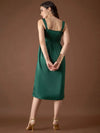 Corset Yoke Midi Dress in Green Color