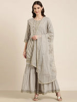 Women Taupe Paisley Kurta Set-GW-3284-Taupe