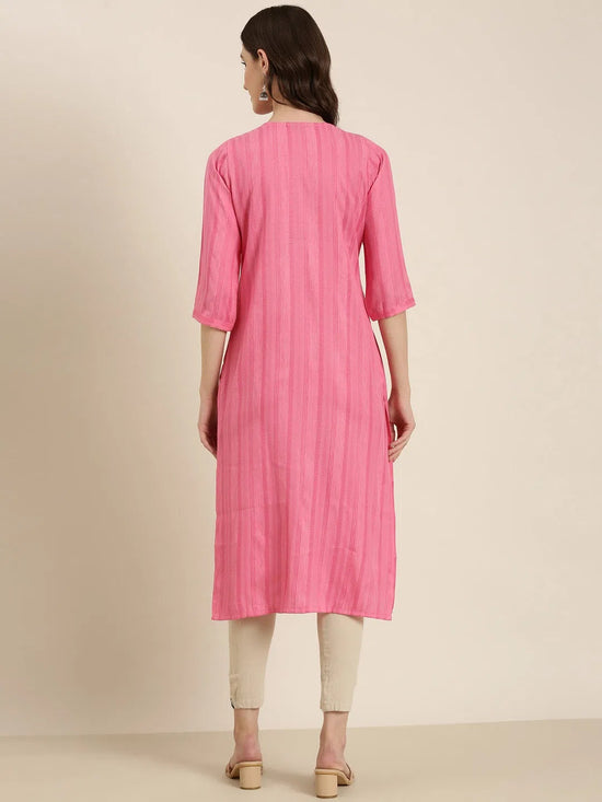 Women Pink Solid Straight Kurta-SKC-1239-Pink