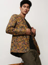 Men Yellow Printed Casual Blazers-SOBLZ-082-14-Mustard