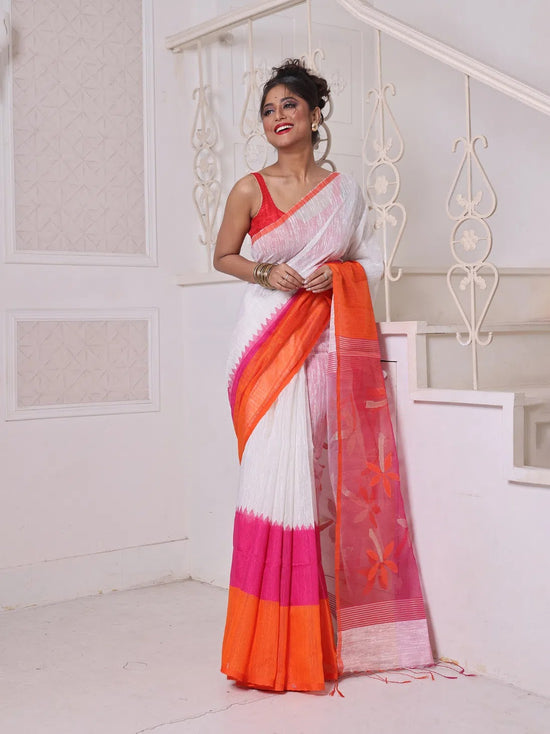 Off White Matka Soft Saree With Resham Pallu-MA64MT402260010