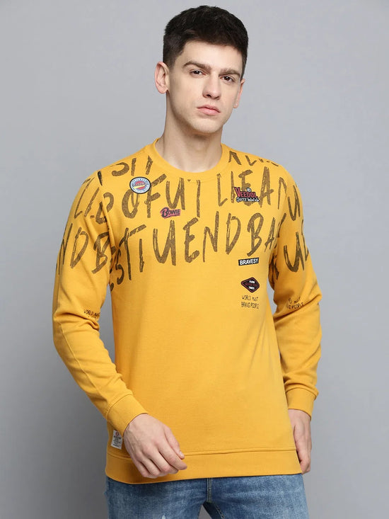 Men Yellow Printed Casual Sweatshirt-BP-1434-Yellow