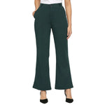 Smarty Pants Women's Cotton Lycra Bell Bottom Bottle Green Color Formal Trouser-SMPT-906B-S