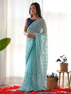 Saree Mall Women's Georgette Blue Embellished Designer Saree With Blouse Piece-19KAVI1903