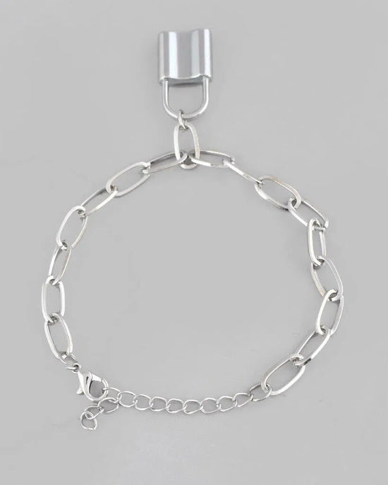 Mens Silver Plated Lock Bracelet-VOJ083