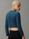 Women's Blue Solid Boxy Crop Top-AE-10536-Teal