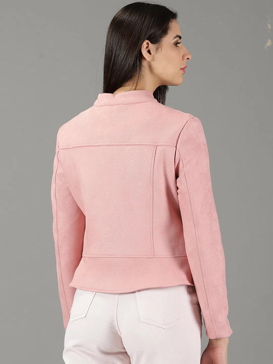 Women's Peach Solid Open Front Jacket-IM-067-Peach