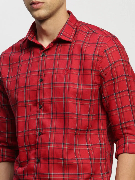 Men Red Checked Shirt-BRICHCHECKS-5621-Red