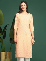 Women's Orange Solid Straight Kurta-SKC-793-Orange