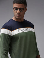 Men Green Colourblock Sweatshirt-OTRS-5-Green