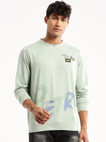 Men Sea Green Round Neck Typography Pullover-BP-1447-Seagreen