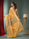 Yellow Blended Silk Handwoven Saree With Woven Zari Border-MA50BSL34830124