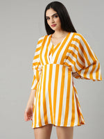 Women Mustard Striped A-Line Dress-AE-15961-Mustard