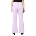 Smarty Pants Women's Cotton Lycra Bell Bottom Lilac Color Formal Trouser