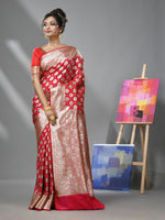 Pink Silk Banarasi Saree With Damask Motifs And Woven Degins-MA52BSL441050097